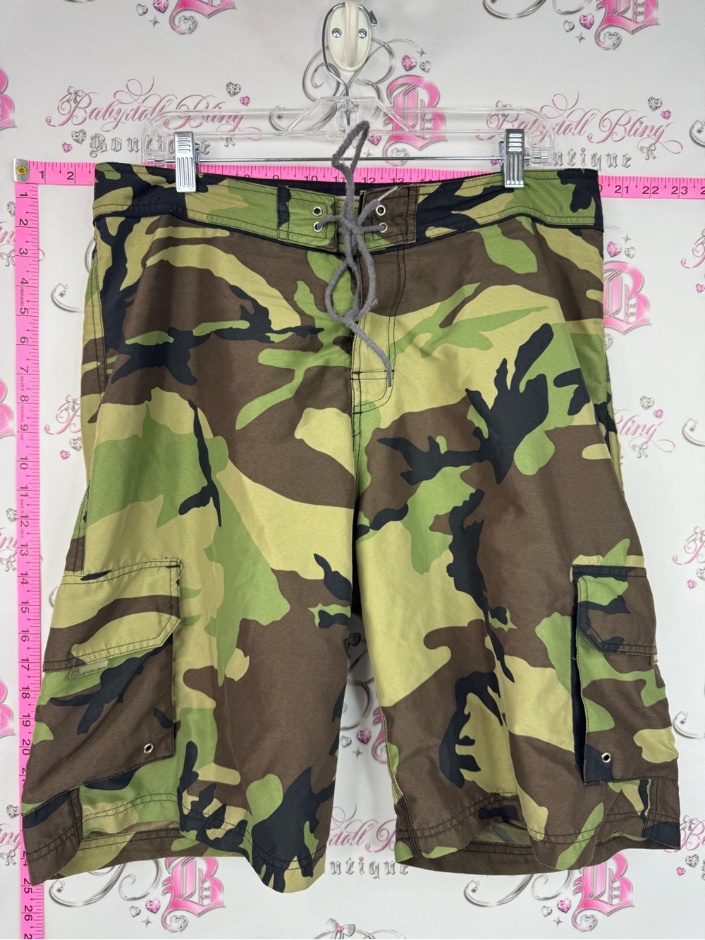 Level six swim shorts Men's Camouflage Swim Board Shorts - Green/Brown Camo
